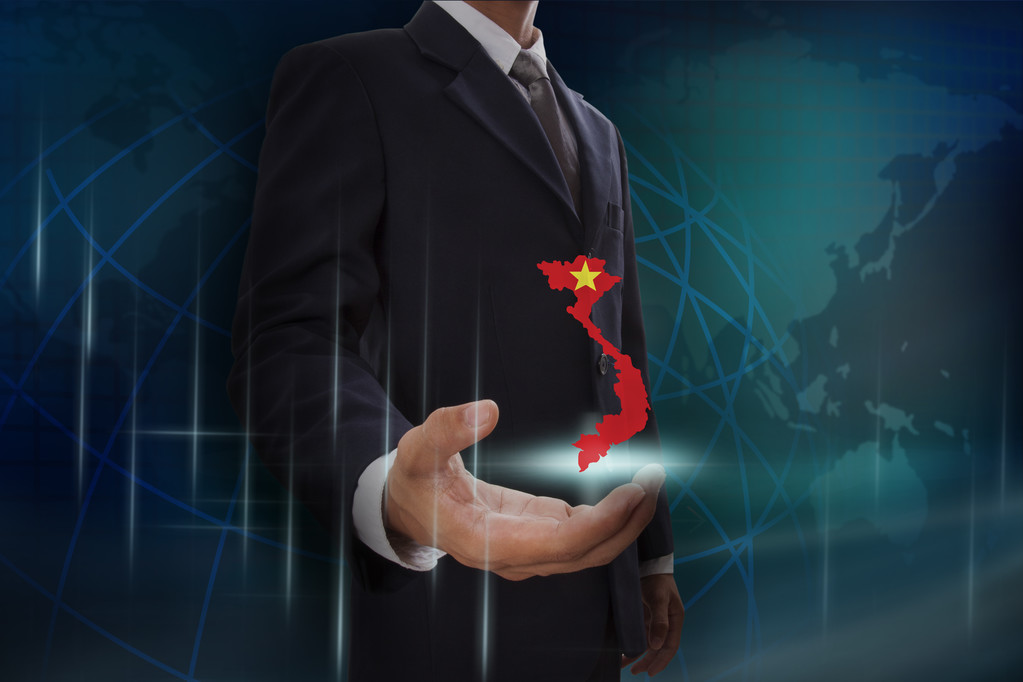 越南的显示匹配电子地图的商人