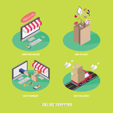 业务流程概念的在线互联网购物付款交货等距