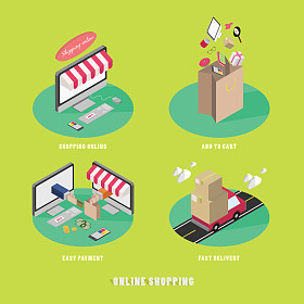 业务流程概念的在线互联网购物付款交货等距