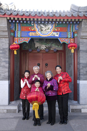 家庭庆祝中国农历新年