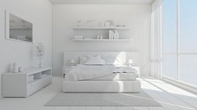 现代卧室 3d 室内渲染