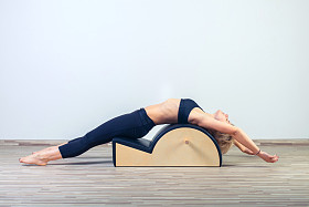 Pilates, fitness, sports, training and the concept of people -- women doing exercises on kegs