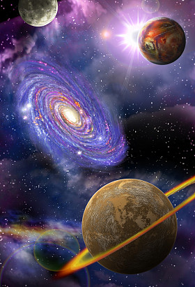 星系和空间中的行星图片