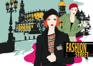 素描风格的时尚女孩.图片