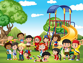 孩子们在公园玩耍