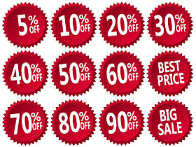 设置集合的红色折扣贴纸