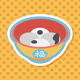 中国新年汤原平面图标与长长的影子，eps10