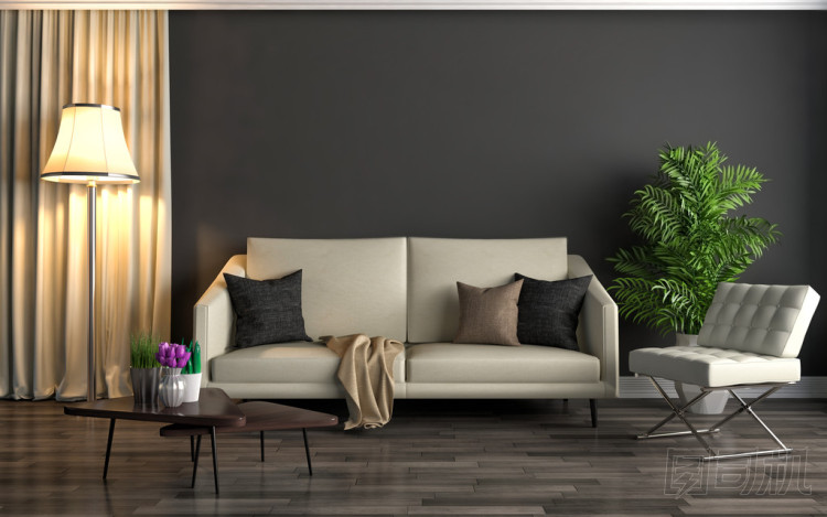 內(nèi)政部與沙發(fā)。3d 圖