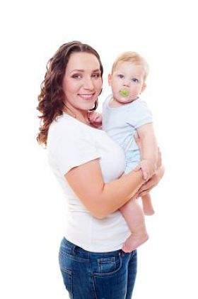 笑脸母亲举行她的儿子图片