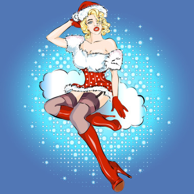 把圣誕節(jié)的女孩，快樂新的一年 2016年釘