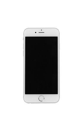 白色背景下的白色iPhone 6前视图