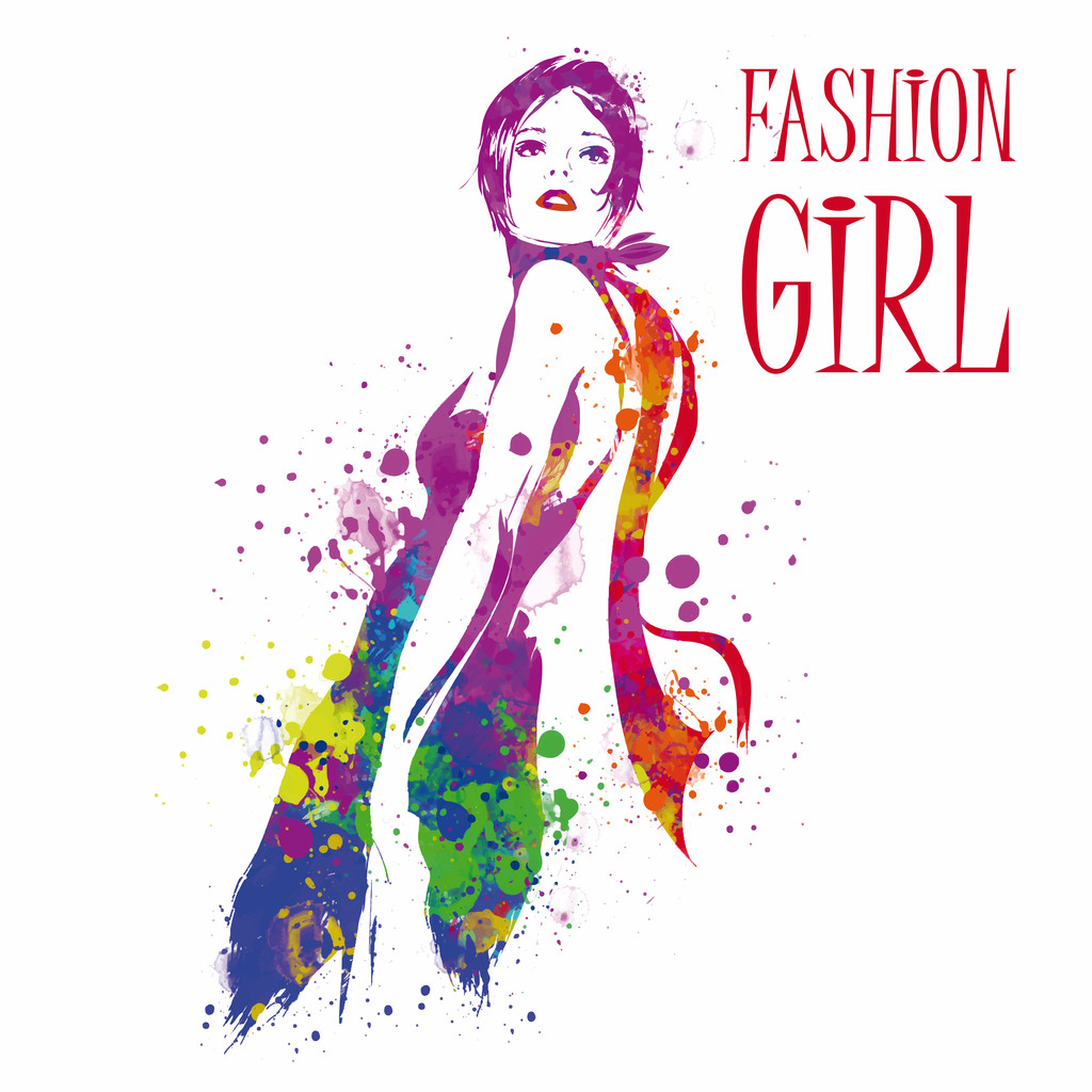 素描风格的时尚女孩