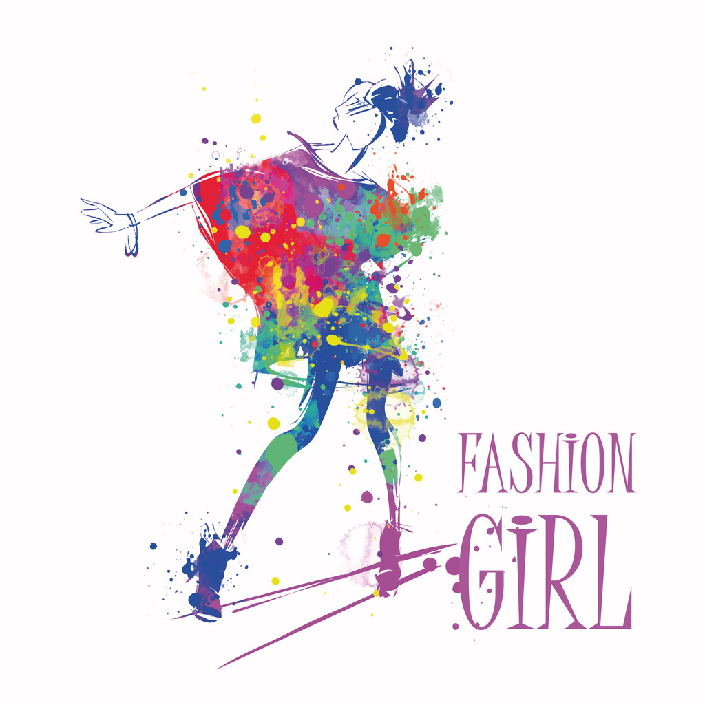 素描风格的时尚女孩 素描风格的时尚女孩