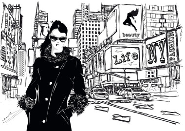 素描风格的时尚女孩.图片