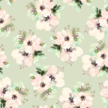 與花朵水彩畫的無縫模式。溫柔的顏色