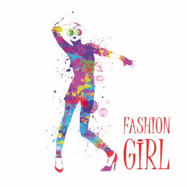 素描风格的时尚女孩.图片