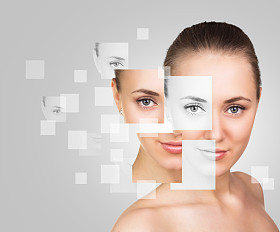 完美的女性面孔，由不同的面孔