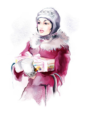 老式的冬季女人的礼物图片