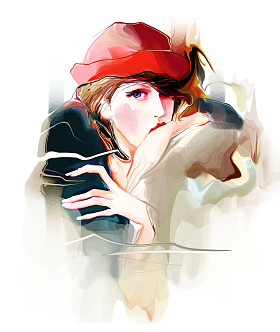 戴红帽子的女人