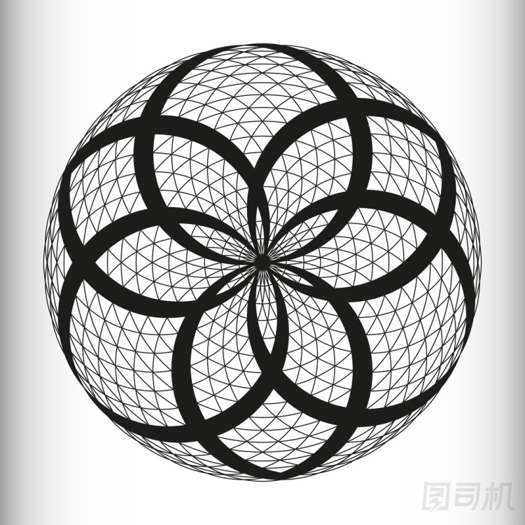 單色而優(yōu)雅的模式。黑色和白色幾何圓形圖案