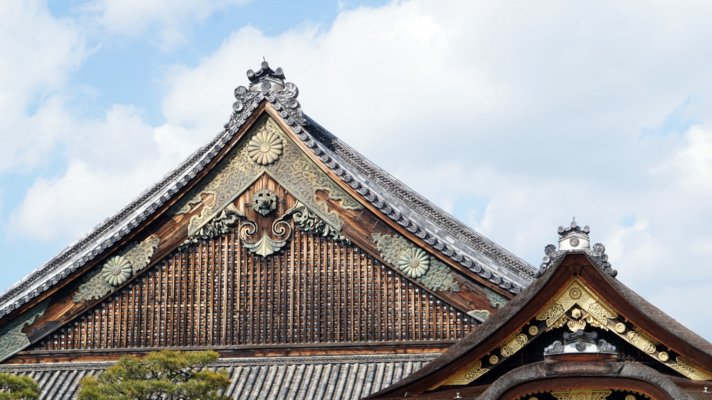 在日本大阪举行的二条城乔城堡的历史建筑细