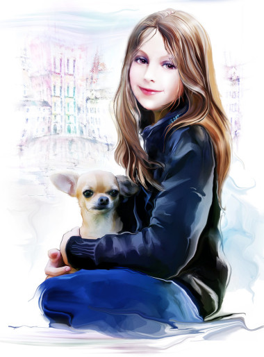 可愛的小狗的女人圖片