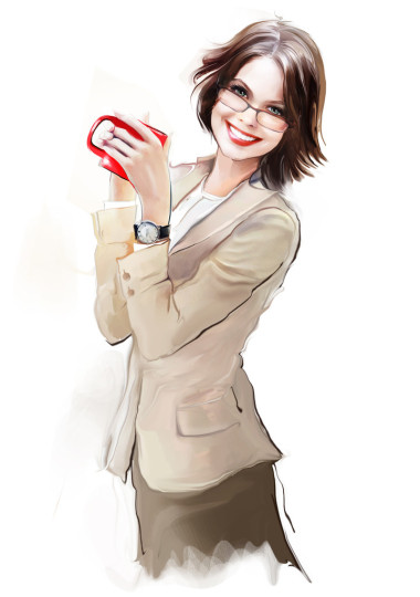 商務(wù)女人王氏杯熱的飲料