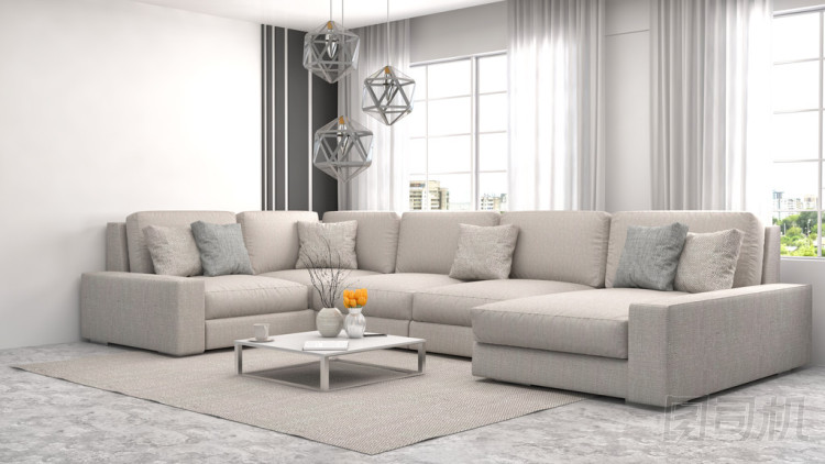 內(nèi)政部與沙發(fā)。3d 圖圖片