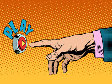 按下播放按鈕的手