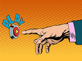 按下播放按钮的手