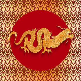 在金色的背景上的龙