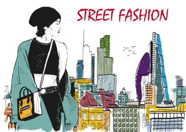 素描風格的時尚女孩