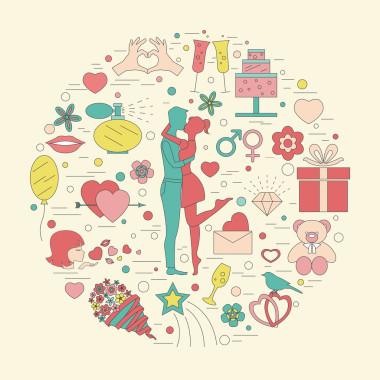 情人節(jié)那天設(shè)計(jì)模板。圖形元素與心