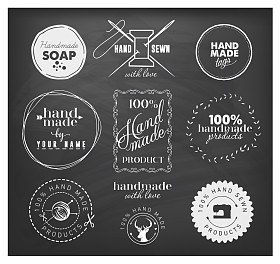 手制标签、 徽章及设计元素的复古风