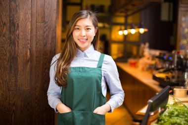 在咖啡館工作的服務(wù)員
