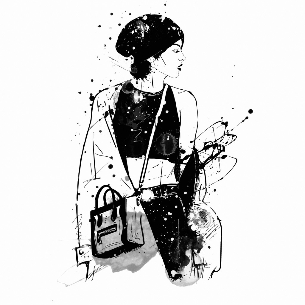 素描风格的时尚女孩