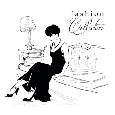 素描風(fēng)格的時尚女孩