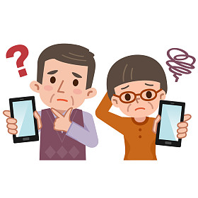 高级的担心和智能手机图片