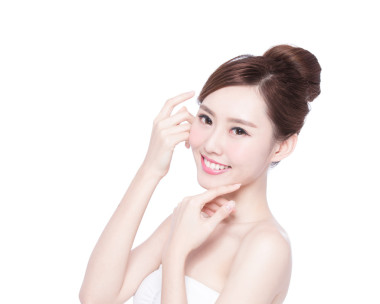 觸摸她的皮膚的女人