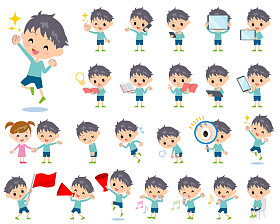 蓝色服装男孩 2图片