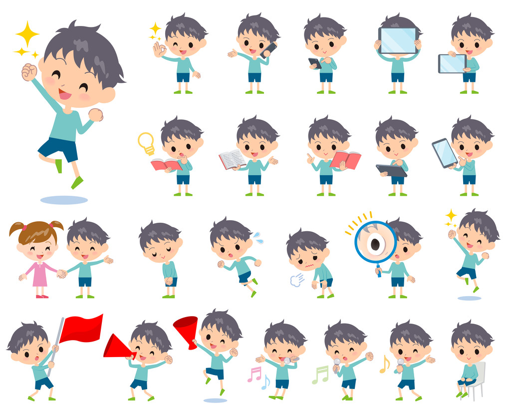蓝色服装男孩 2图片