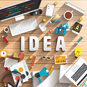 顶视图的案头工作