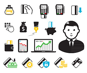 pos 终端和信用卡图标图片