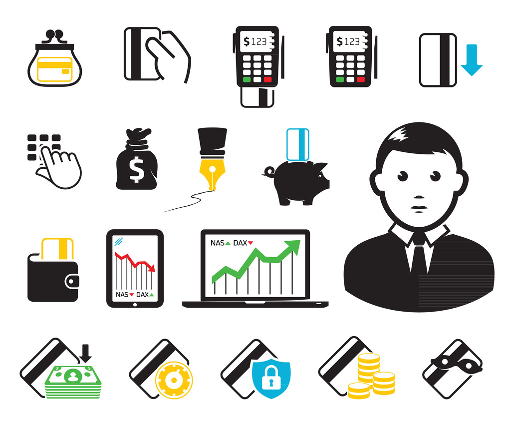 pos 终端和信用卡图标图片