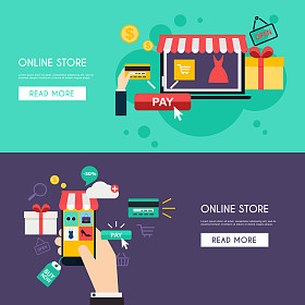 概念网络购物平台和电子商务图片