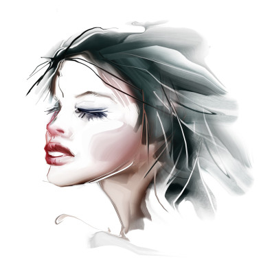 黑發(fā)女人閉著眼睛