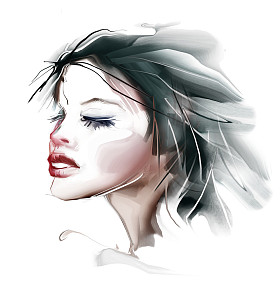 黑发女人闭着眼睛