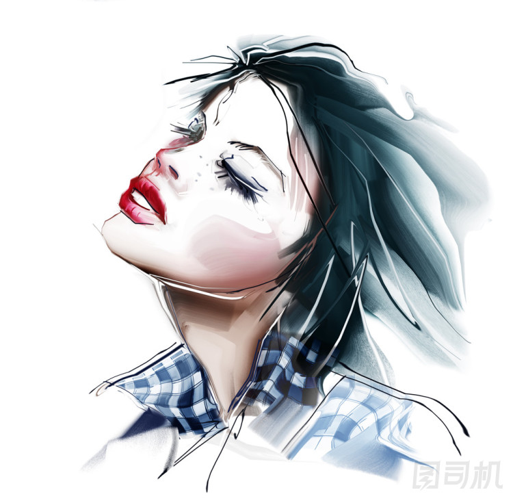 黑發(fā)女人閉著眼睛圖片