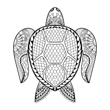 手绘的海龟为成人涂色页在涂鸦zentan