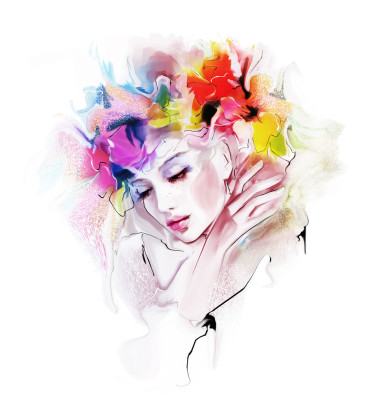 鲜花花圈的女孩图片